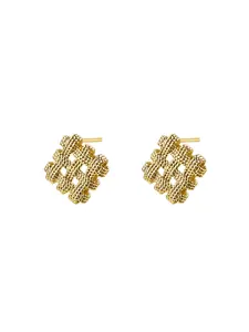 Gold Woven Knot Stud Earrings