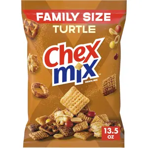 Chex Mix Turtle Snack Mix, Indulgent Snacks, Family Size, 13.5 oz