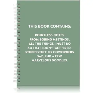 Pointless Notes from Boring Meetings Funny Green Golden Spiral Notebook, Humorous Office Gifts, Gag Gifts for Coworkers, Funny Office Sarcastic Gifts for Coworkers,Team Members, Employees