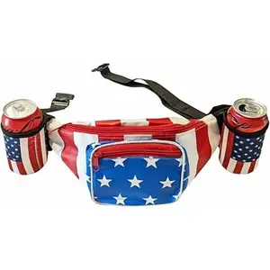 USA Merica Beverage Belt Fanny Pack Holster All American Classic Costume 4th of July, Red