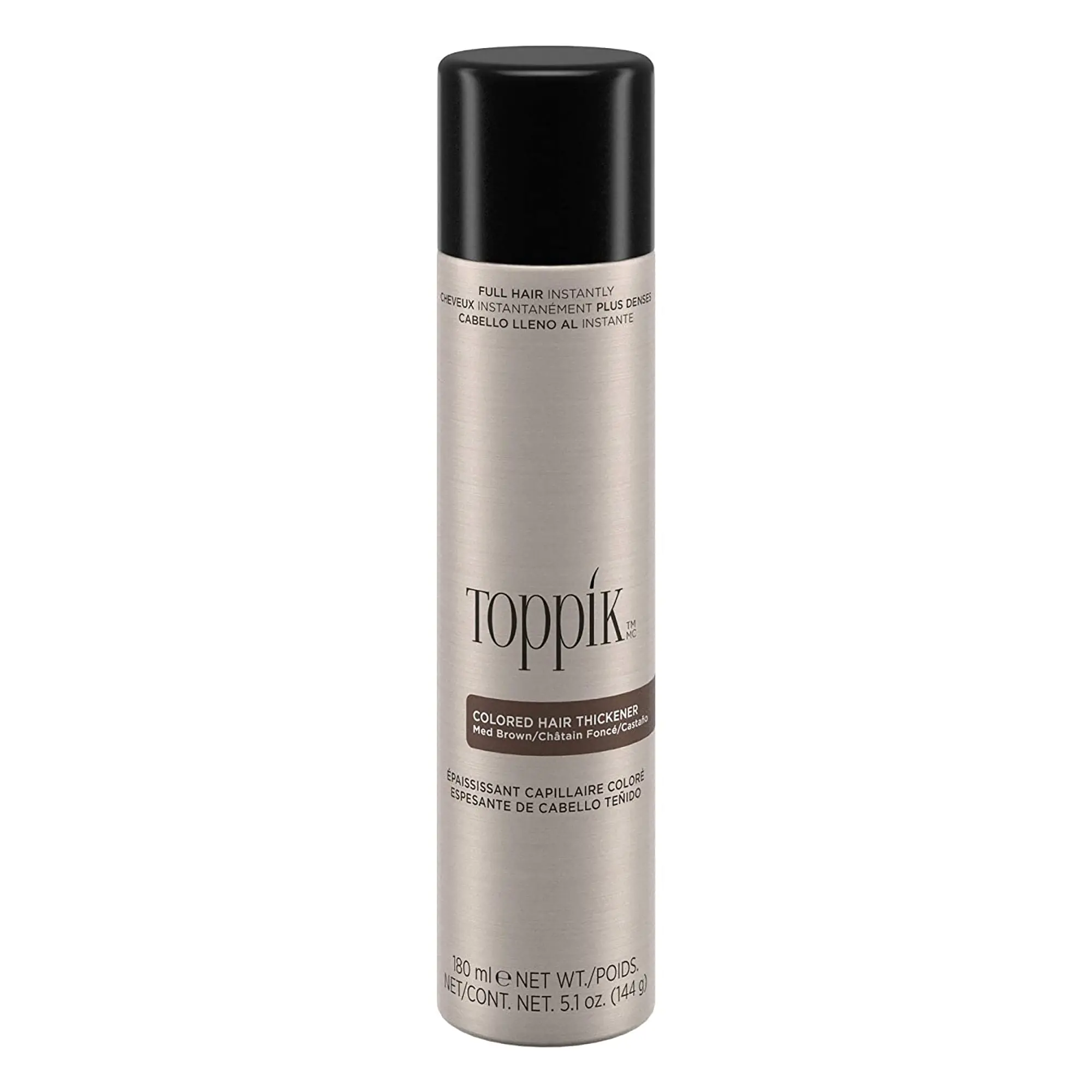 Toppik Colored Hair Thickener Spray - Medium Brown 5oz, Thicker Hair Volumizing Temporary Color Aerosol Hold & Volumize Powder, Volumizing Hair Styling Powders