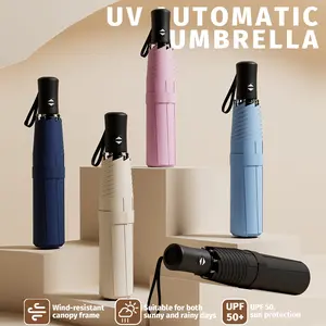 Auto Open Close Folding Umbrella, Windproof UV Protection Umbrella, UPF50+ Sun Block All-Weather Umbrella for Men & Women – Compact & Portable