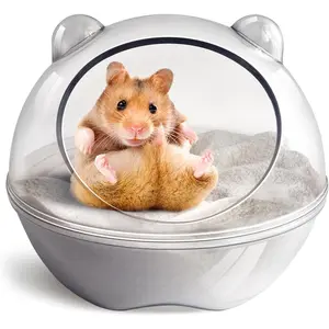 Hamster Bathtub,Hamster Bathroom,Sand Bath Container,Hamster Toilet and Sandbox Dust Bathtub,Hamster Bed,Sand Bath Box for Hamster Cage Accessories (S 4.4x4.4x3.5 inch)