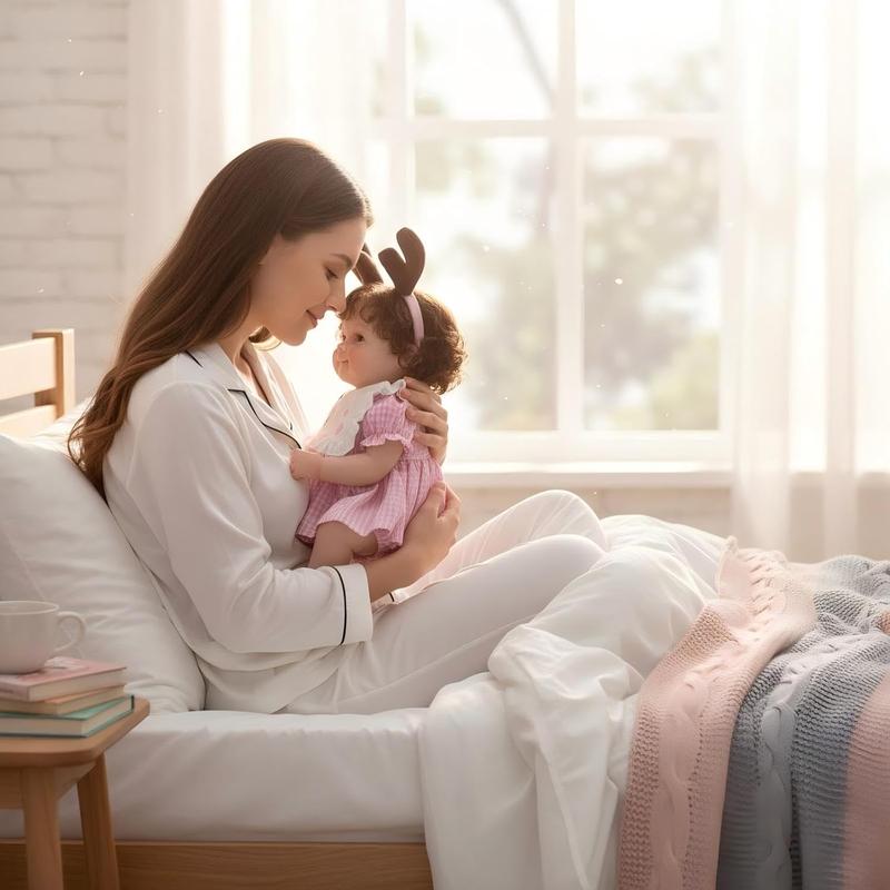 Smiling Reborn Baby Doll, 22-Inch Vinyl Realistic Newborn Baby Doll with Hand-Rooted Hair for 3+ Ages, Gifts, Collect Open-Eyed Toddler Girl Full-Body reborn  dolls