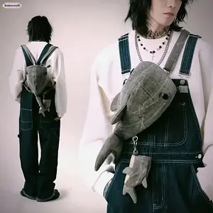 Polyester Unisex Whale Shark Crossbody Bag, Trendy Zoo Animal Design, Canvas Novelty Sling Pack for Camera and Photo Accessories