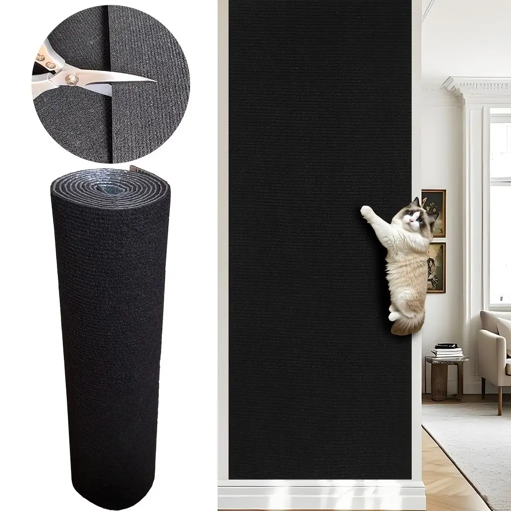 1 roll self-adhesive cat scratcher, Vertical Scratcher, home floor mat, self-adhesive anti-slip mat, multi-functional durable cat scratch pad free, interactive pet cat climbing, furniture protection pad, home cat scratch sticker, gift.