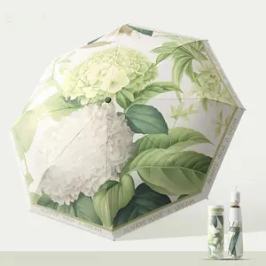 Floral Pattern Portable Automatic Umbrella, 1 Count Sunny and Rain Dual-use Folding Umbrella for Men & Women, Windproof Umbrella for Outdoor Use, Sunshade Umbrella