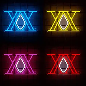 Hunter x Hunter XX Logo LED Neon Sign, USB Powered Wall Decor for Bedroom, Game Room & Anime Fans, Decorative Wall Light
