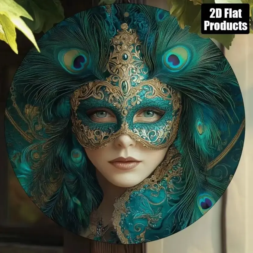 Aluminum Peacock Feather Wall Art Decor 2D Flat Hanging Ornament for Living Room Office Holiday Home Gift