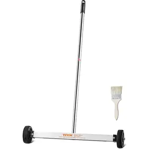 VEVOR 50Lbs Rolling Magnetic Sweeper with Wheels, 24-inch Large Magnet Pickup Lawn Sweeper with Telescoping Handle, Push-Type Magnetic Pick Up Sweeper, Easy Cleanup of Workshop Yard GarageVEVOR Super Brand Day