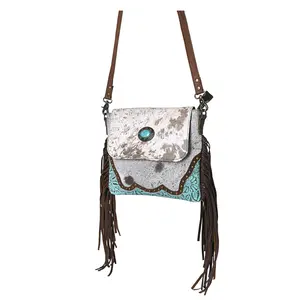 OHLAY Cross Body Embossed Hair-On Genuine Leather Women Bag Western Handbag Purse | Canvas for Womens Summer