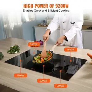 Fathersdaygift VEVOR Electric Cooktop, 5 Burners, 36'' Induction Stove Top, Built-in Magnetic Cooktop 9200W, 9 Heating Level Multifunctional Burner, LED Touch Screen w/ Child Lock Over-Temperature Protectiondealsforyoudays