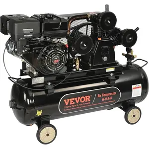 VEVOR 15HP Gas Powered Air Compressor, 30 Gallon Horizontal Air Compressor Tank, 33CFM@115PSI Gas Driven Piston Pump Air Compressed System with 115PSI Max Pressure for Construction Sites Workshop