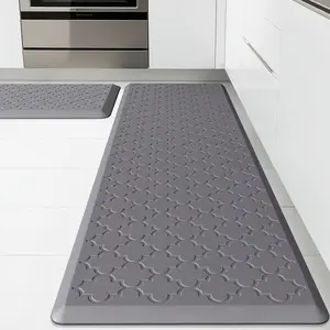 [Non-Slip Kitchen Mats] 2pcs Non-Slip Cushioned Kitchen Mats for Floor| Anti Fatigue Mats for Standing, Office, Sink, Laundry - Grey