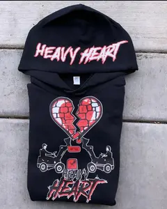 Black Red Heavy Heart Hoodie
