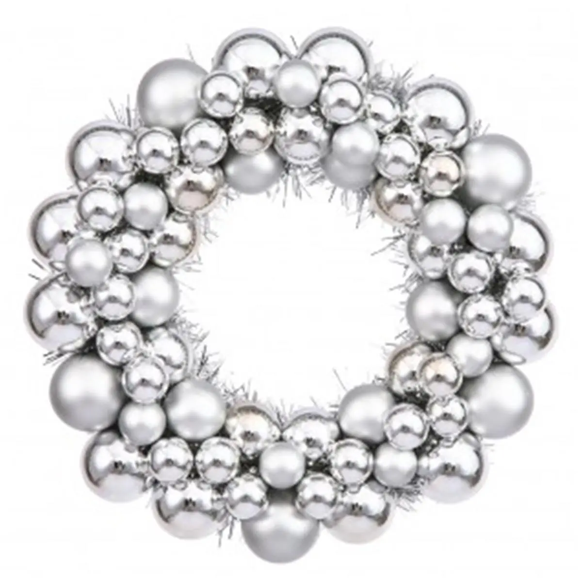 212 MAIN 12 in. Shiny Silver Round Plastic Ball Wreath Ornament - Christmas Holiday Decor, Home & Party Supplies