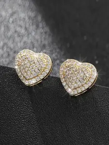 Elegant Heart-Shaped Earrings, Luxurious Faux Diamond Design, Fashionable Women's Jewelry Accessories, Pair of Stylish Ear Studs, High Quality Earrings