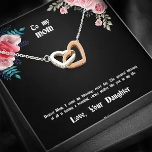 Necklace I Count My Blessing Everyday Interlocking Hearts Necklace For Mom Necklace with Message Inside