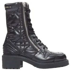 Pre-owned Christian Dior Women's Christian Dior black quilted combat boots by Rebag
