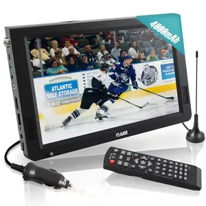 Rywob 10" Portable TV with AntennaMini TV LCD Monitor 1080PBattery Powered TV with ATSCMedia Player（HDMIUSB and AV Input ） with Remote & TV Stand for Camping Car KitchenTravelEmergency
