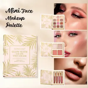 3-Tier Mini Face Makeup Palette, All-In-One Set with Eyeshadow, Blusher, Highlighter, Matte Liquid Lipstick, Tropical Leaf Design