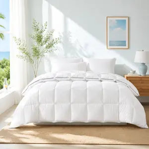 Lightweight Feather Down Comforter,Extra Fluffy Hotel Luxury Bedding! Ultra-Soft & Breathable All Season Duvet Insert with Corner Tabs - Perfect Summer Bedroom Upgrade