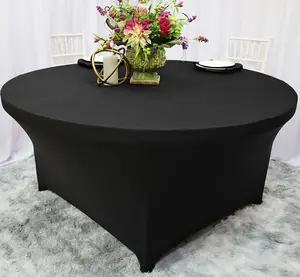 6 Ft Round Spandex (220 GSM) Table Cover - Black (1pc)
