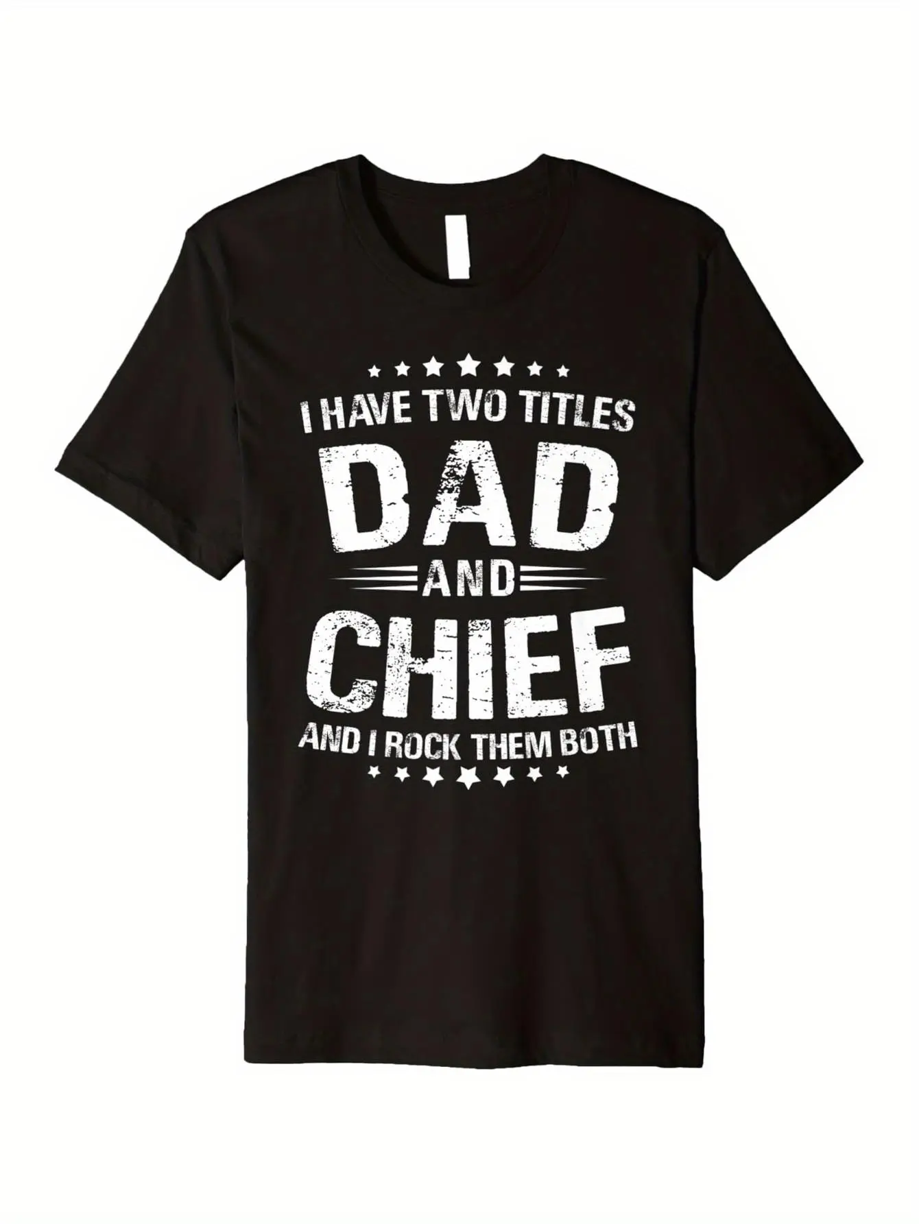 Dad And Chief Graphic T-Shirt - 100, Black, Sizes unisex soft cotton short sleeve t shirt, vintage graphic casual tee for men women teens, perfect birthday holiday gift for camping travel gym daily street  wear