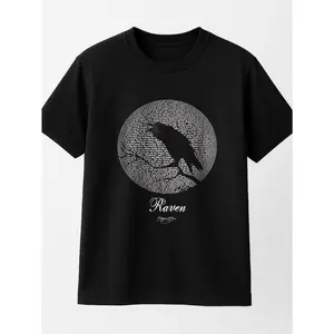 Raven Graphic T Shirt Black Everyday Wear Personalized Unisex Women's Top All Season Comfortable Breathable Short Sleeve Tee Suitable For Any Outfit Made In Usa