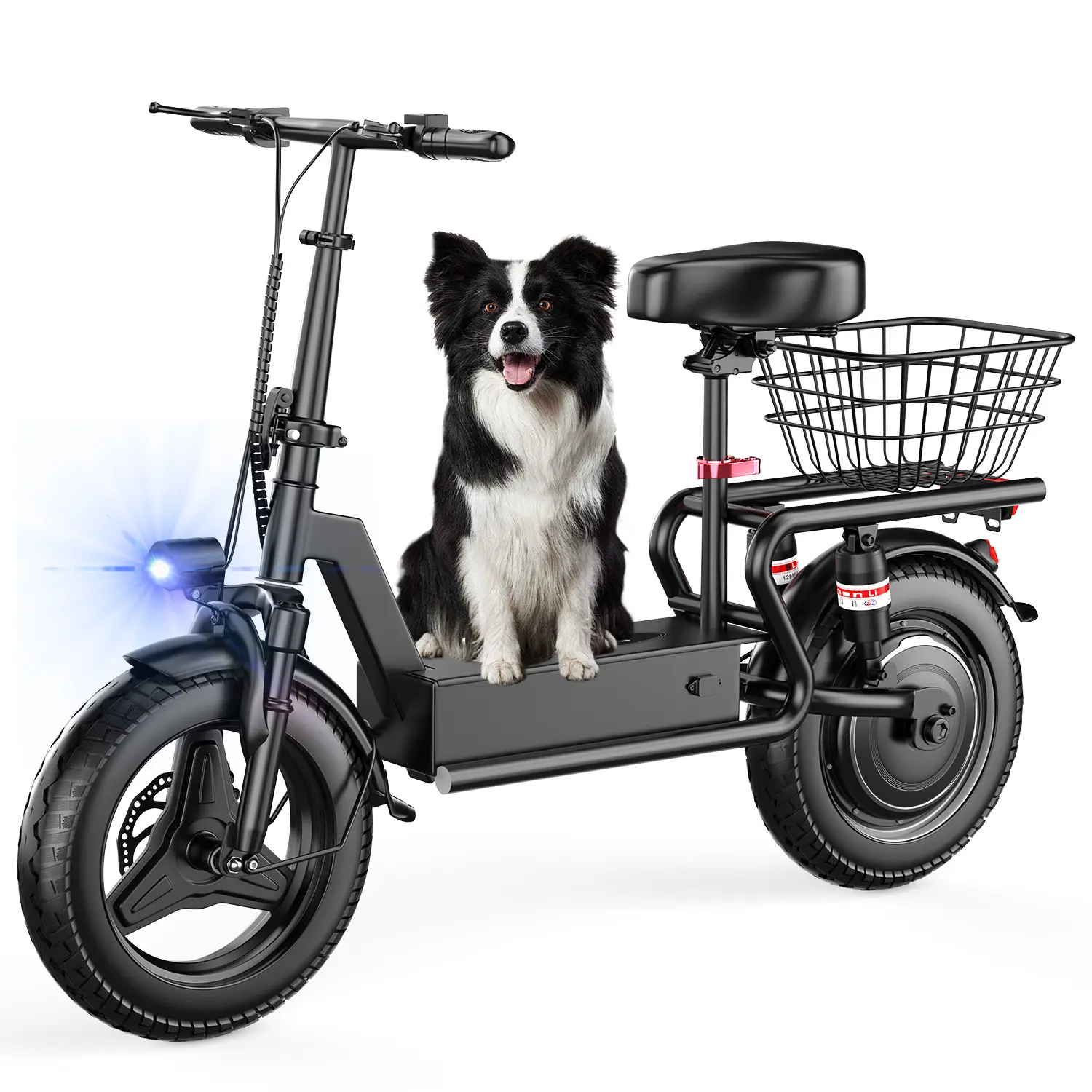 Pikabike GT10 BIKE Electric Scooter Adults, 1200W Peak Motor, 48V 20Ah battery，20-40 Miles of Range Scooter with Seat, 25MPH Top Speed, Foldable Escooter with Rear Box/Basket for Pets and Cargo, Dual Suspension for Commuting