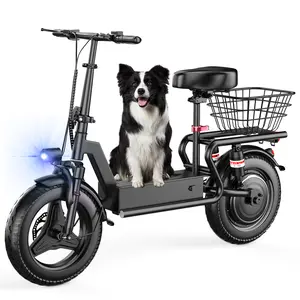 Pikabike GT10 BIKE Electric Scooter Adults, 1200W Peak Motor, 48V 20Ah battery，20-40 Miles of Range Scooter with Seat, 25MPH Top Speed, Foldable Escooter with Rear Box/Basket for Pets and Cargo, Dual Suspension for Commuting