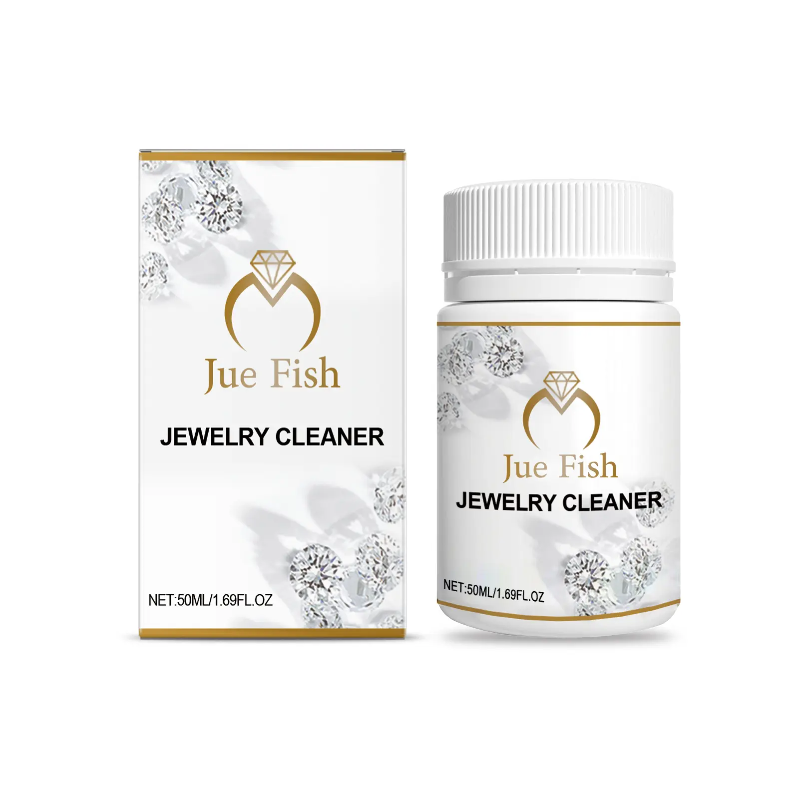 Jue-Fish Basic Jewelry Cleaning Kit - Sodium Gluconate & Sodium Hydroxide Solution with Towel for Rust Removal, Ash Removal, Shine Enhancing, Diamond Necklaces, All Seasons Home Care Supplies