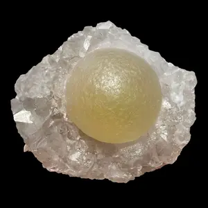 Botryoidal Yellow Fluorite on Amethyst Quartz Cluster – Natural Mineral Specimen from Madhya Pradesh # DKT102