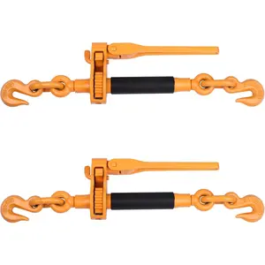 Ratchet Binder Plus Ratchet Chain Binder - 2 Pack Folding Handle Load Binder, 5/16" - 3/8" Grade 70 Chain, 7100 LBS Working Load Limit, Heavy-Duty Tow Chain Binder, DOT & SAE Compliant