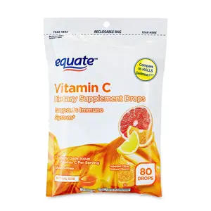Equate Immune Support Vitamin C Supplement Drops 80 Count - Supports Immune System, Gluten-Free, Edible, Natural Ingredients - Healthcare