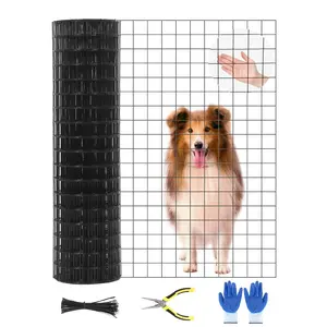 Heavy-Duty Welded Wire Mesh Fence – 24" x 60' Roll, 2" x 3" 16GA PVC Coated – Hardware Cloth for Garden Borders, Animal Enclosures, Coops, Pet Protection – Includes Cutting Pliers & Gloves – Easy to Install – Durable & Rust-Resistant