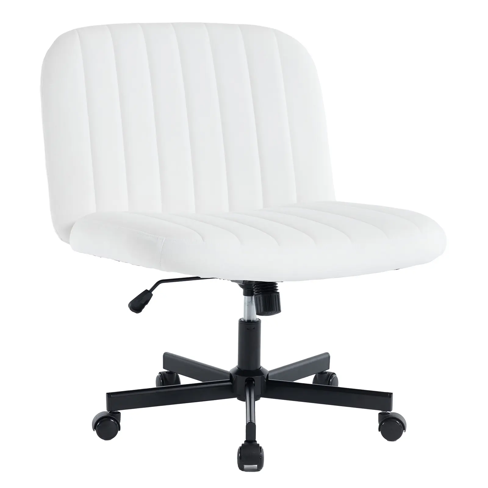 YunKi Criss Cross Armless Iron Velvet Office Chair - 360° Swivel, Height Adjust Ergonomic Home Office Chair with Wheels, for WFH Makeup Vanity Use
