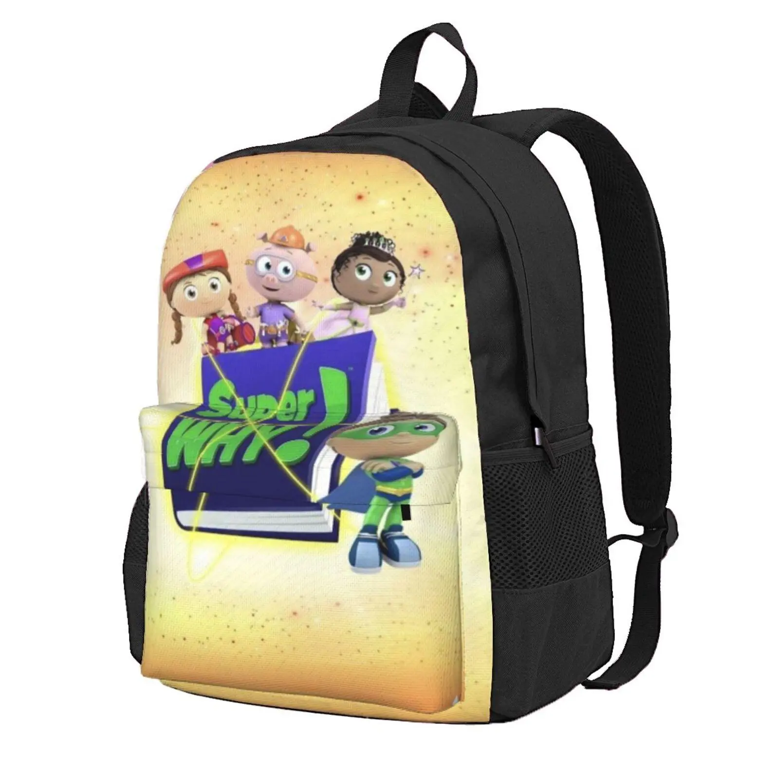 Super why Kids Backpack for Boys Girls Super why! Daypack Superwhy Durable School Bag with Reflective Stripe for Commuting, Daycare & Outdoor Play