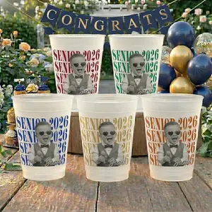 Custom Graduation Frosted Cup 2026, Personalized Photo Senior Cup, Class of 2026 Party Cups, Grad Party Decor, High School Graduation Gift