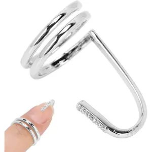 Nail Art Fingernail Rings, Decorative Nail Ring Fashion Fingertip Jewelry Nail Art Ring Ladies Wearing Nail Accessories, Women Finger Nail Ring, Electroplated Copper Fingernail Rings(3050 Platinum)