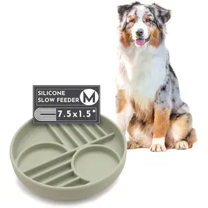 Slowdown Bowl-Silicone Slow Feeder for Dogs & Puppies, Slow Eating, Modern Lick Mat Design, Reduces Gulping, Dishwasher Fit, for All Breeds, Mealtime Challenge, Medium-Sage