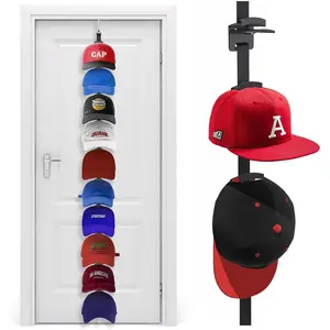 Hat Organizer for Baseball Caps, Over the Door Hat Rack with 10 Display Hooks and Hanger, 2-Way  Hat Storage and Hat Holder for Bedroom, Entryway or Garage Doors - 1 Pack