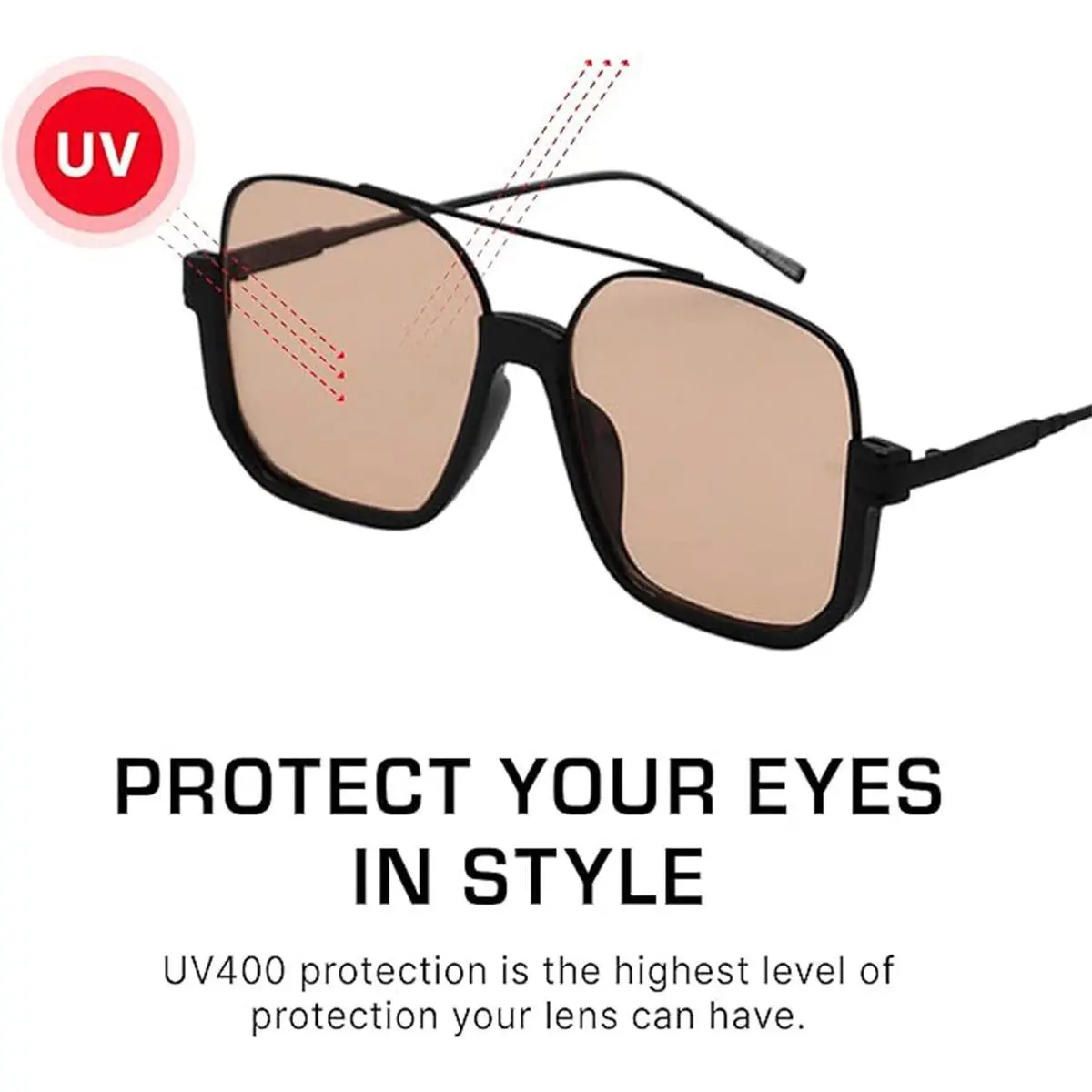 Retro Aviator Sunglasses Polarized Trendy Rectangle UV Protection Unisex Retro Square Aviator Sunglasses Women Men 70s Trendy Plastic  main image 3