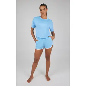 2 PC Boxy Tee and Running Short Set Elegant Gym Outfits Sweatsuits Women