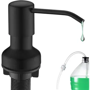 Built in Soap Dispenser for Kitchen Sink, Kitchen Soap Dispenser Stainless Steel Pump Set for Dish Soap or Lotion with " Extension Tube and 500ml Bottle (Black Matte)