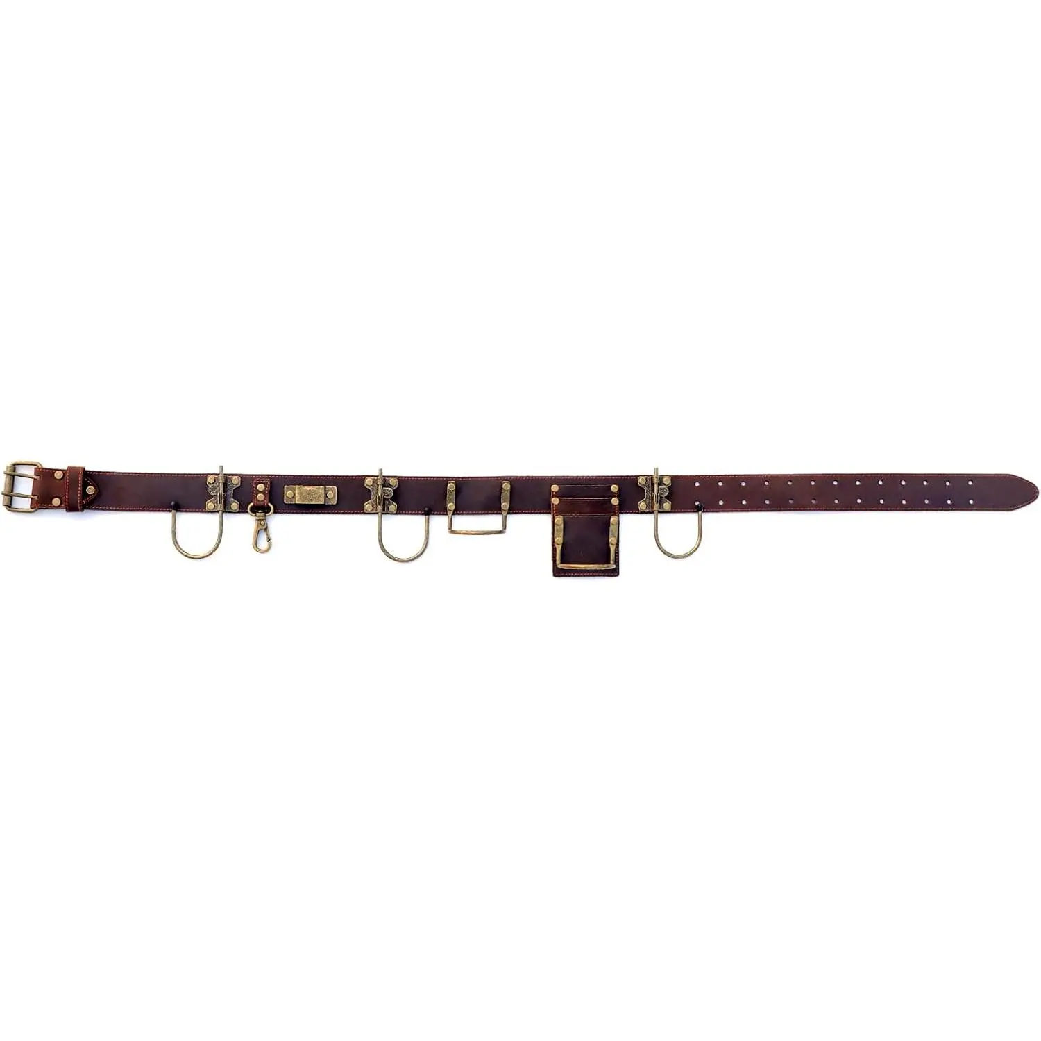 Adjustable Tool Belt  Hooks Hammer Hatchet Holder Tape Measure Drill Holster (Dark Brown)