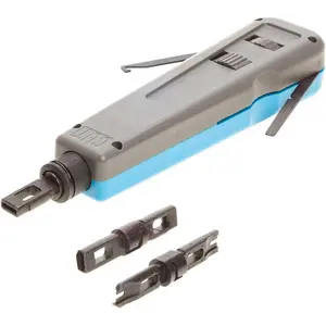 Professional Punch Down Tool with 110 & 66 Blades – Cat6/Cat5e Network Cable Termination, Impact Tool for Patch Panels, Outlets & Sockets, Precision Reversible Blades, Ergonomic Grip