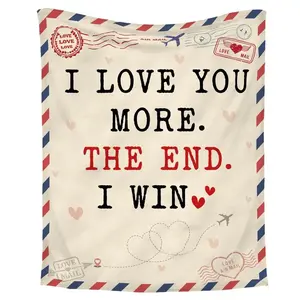 DUJO Valentines Day Gifts for Him Her - I Love You More Super Soft Fleece Throw Blanket 60x80 in - Anniversary Wedding Gifts for Men Women Girlfriend Boyfriend, Romantic Husband Wife Birthday Gift,Easter gift,Party gift