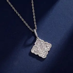 14K Gold Plated Four Leaf Clover Diamond Necklace Women's Sparkling Diamond Pendant Halo Necklace