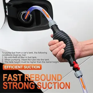 Manual Oil Pump High Flow Siphon Pump for Gasoline Water Oil Diesel with 3m PVC Hose & Rubber Ball for Lawn Mowers Hedge Trimmers & Fish Tank Water Changers
